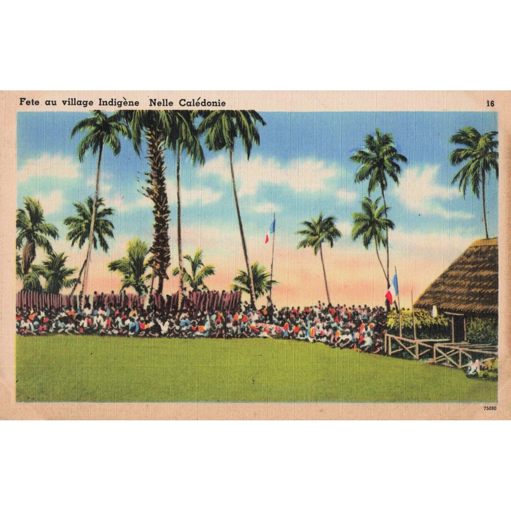 Vintage 1940's Postcard Fete au village Indigene Nelle Caledonie New Caledonia - Picture 1 of 2